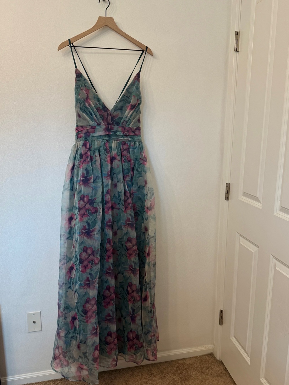 Lulu's Teal and Purple Floral Maxi Dress